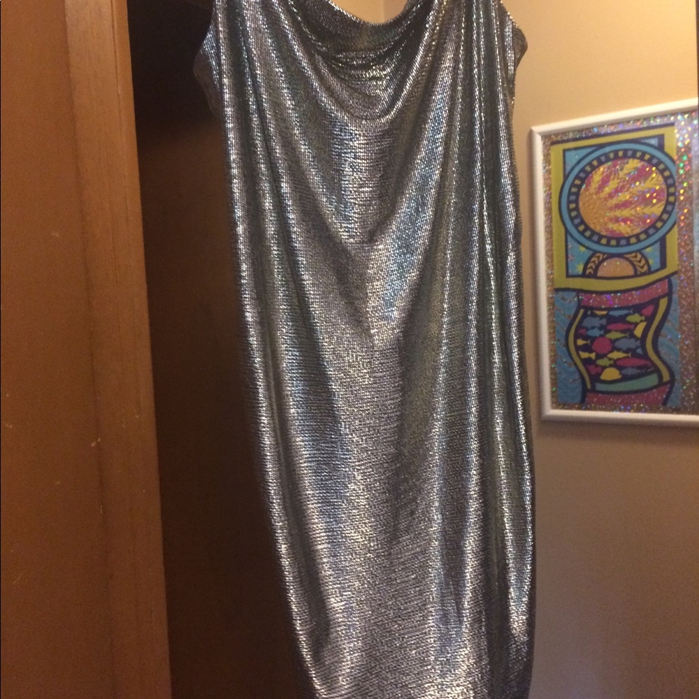 Gold Shiny Draped Disco Dress size L - Picture 11 of 14